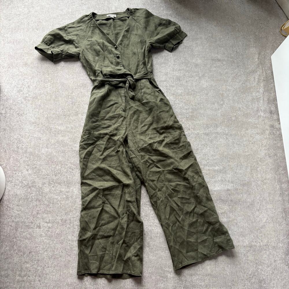 Whistles Olive Green Linen Jumpsuit